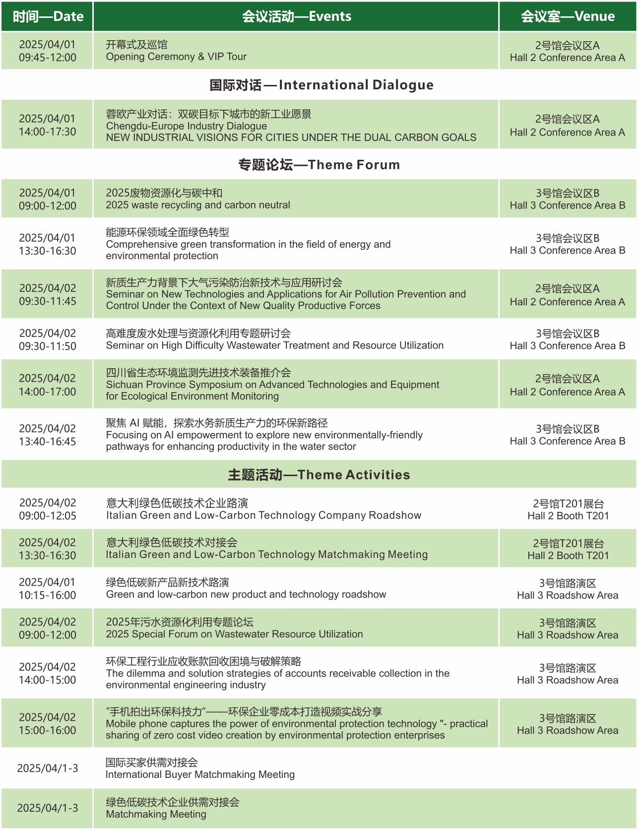 2025 Conference schedule